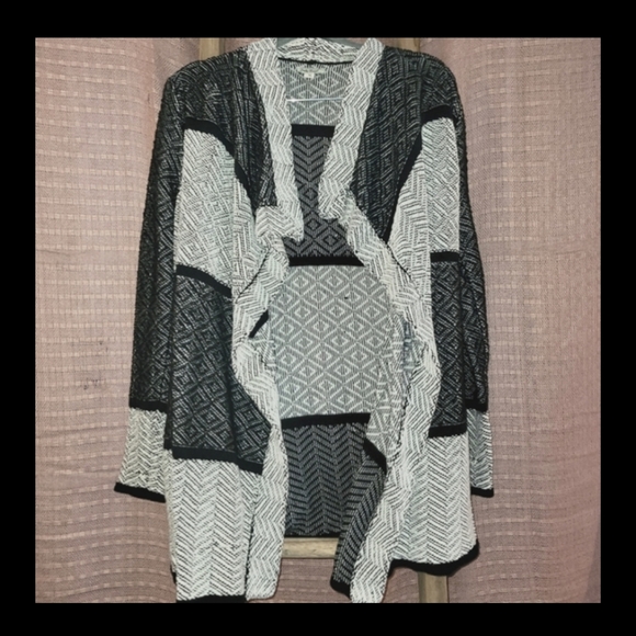 Lucky Brand Grey Black and White Oversized Sweater Cardigan - Picture 7 of 7